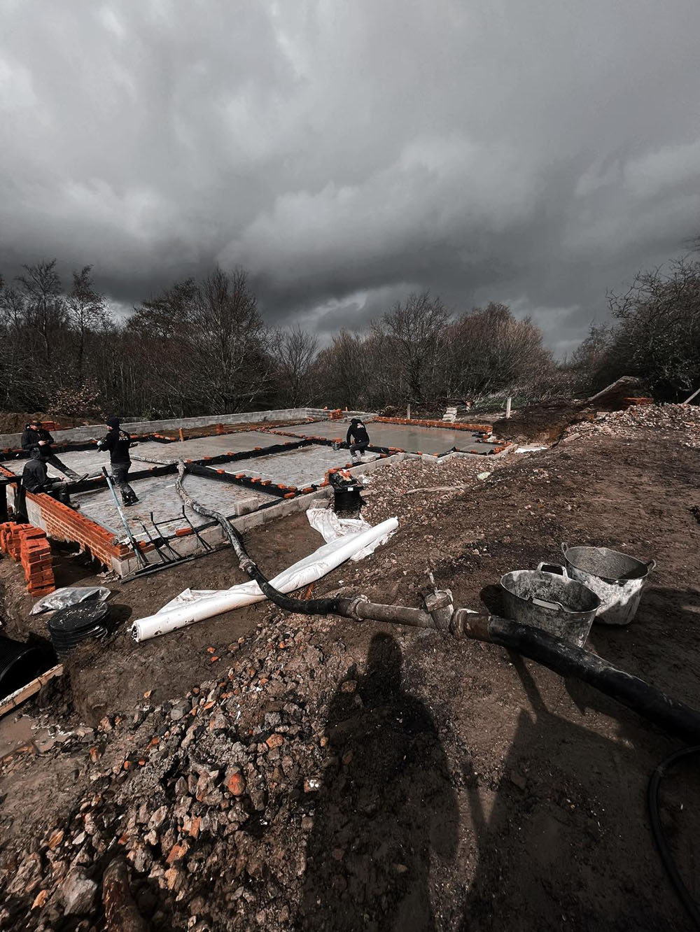 Laying foundations for a housing development